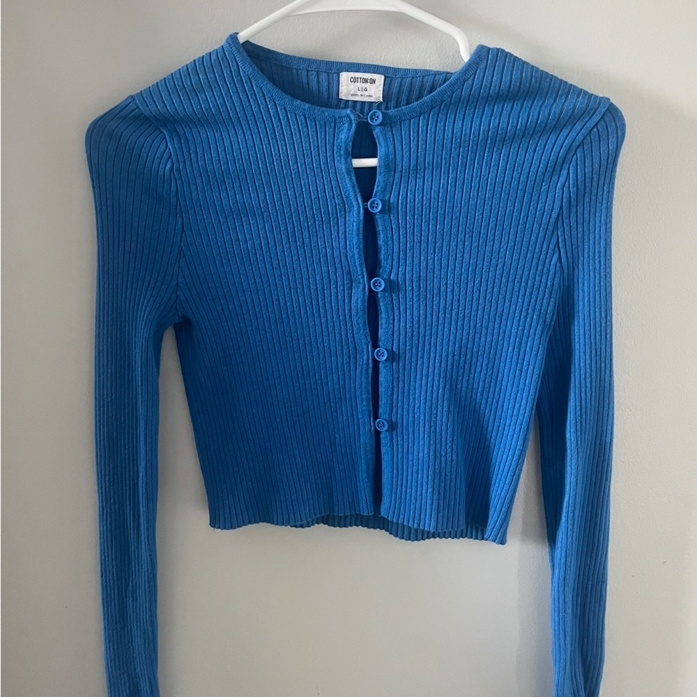 Cotton On Blue Ribbed Button Down Shirt